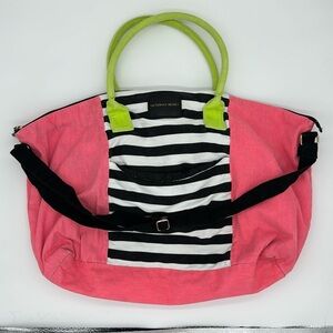 Victoria's Secret Getaway Tote Bag Large Travel‎ Weekender Duffle Neon Stripe
